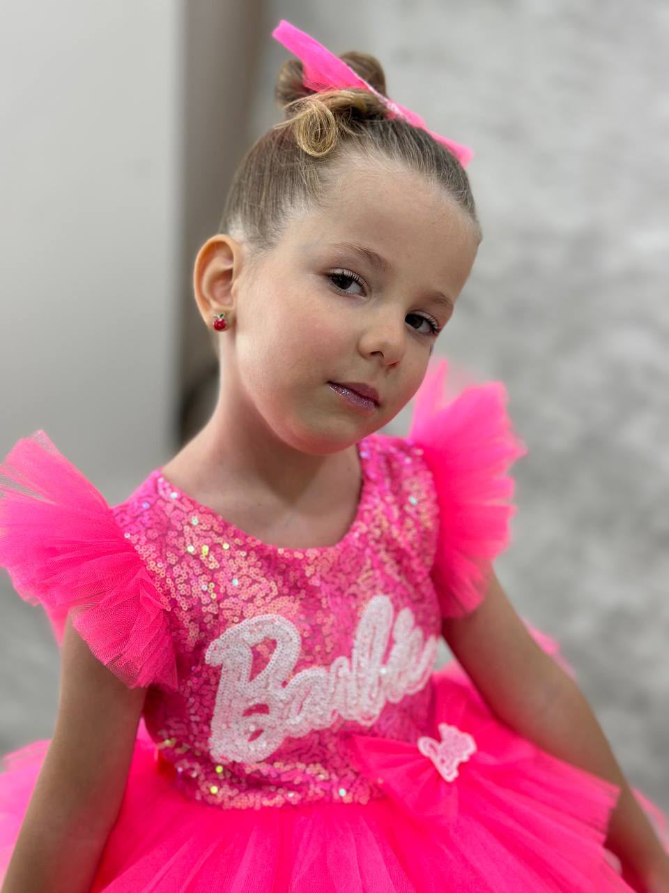 ALYA BARBİE KAT KAT TÜLLÜ PEMBE KABARIK KIZ ÇOCUK ELBİSE