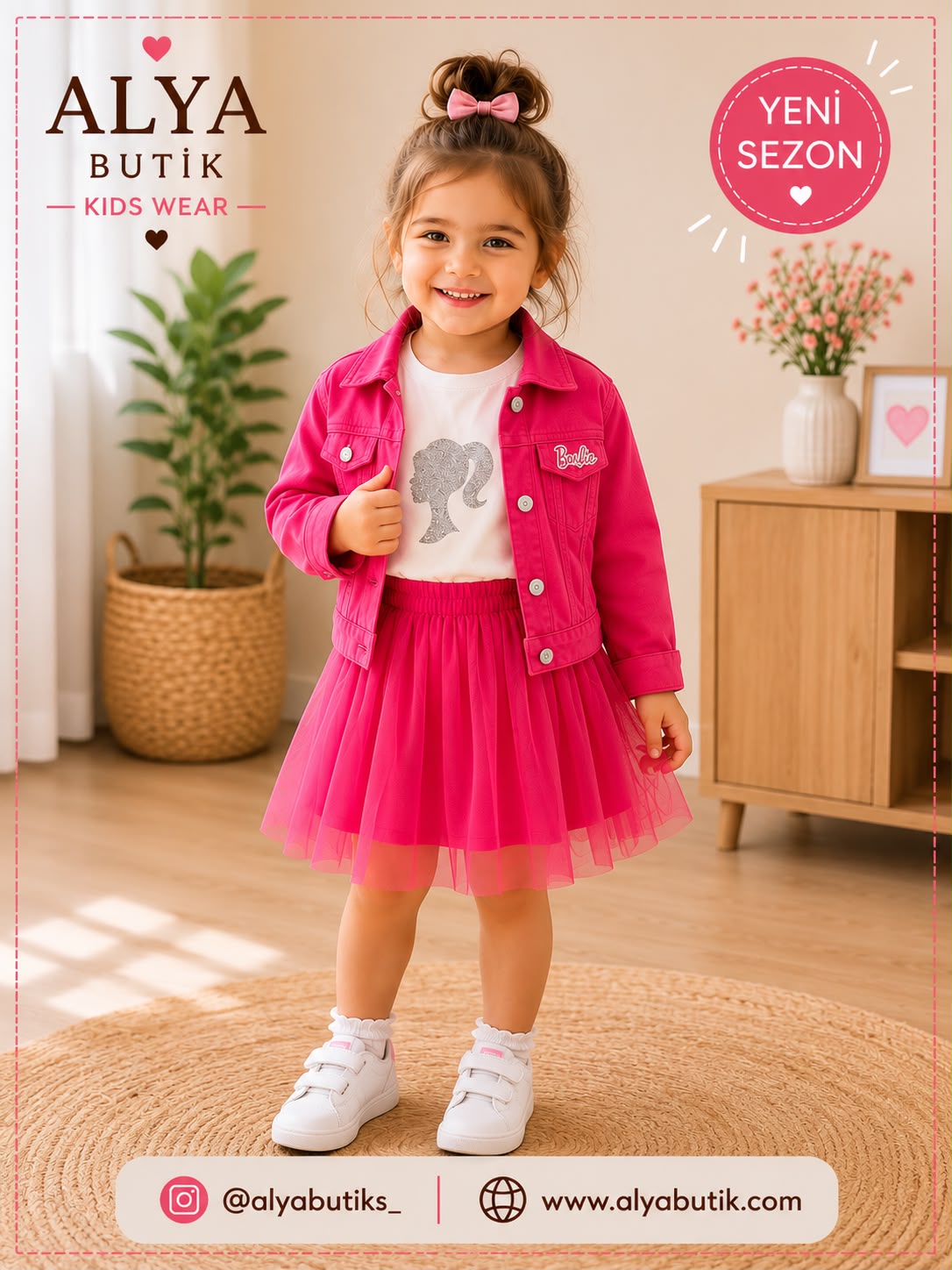 ALYA BARBİE DESENLİ CEKET , TİŞÖRT VE ETEKLİ TAKIM
