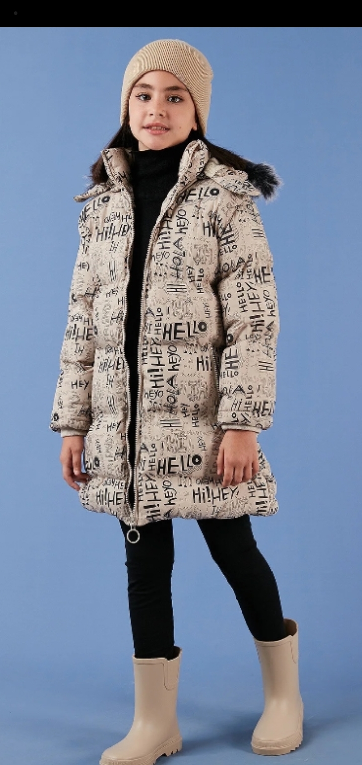 Kız çocuk desenli mont