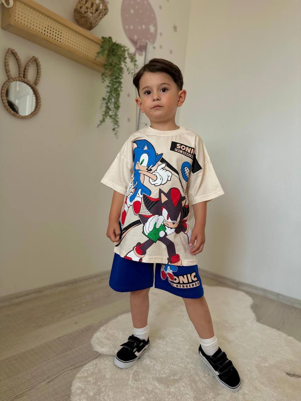 SONIC BASKILI ERKEK COCUK SORTLU TAKIM