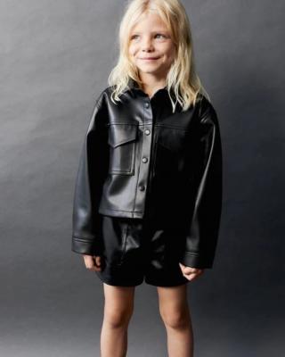 siyah deri şort-ceket takım