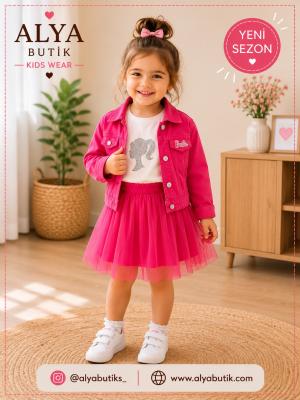 ALYA BARBİE DESENLİ CEKET , TİŞÖRT VE ETEKLİ TAKIM