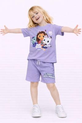 Alya Gabbys Dollhouse lila kız çocuk sortlu takım
