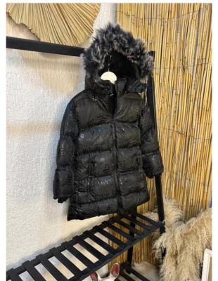 Siyah içi polarlı şişme mont