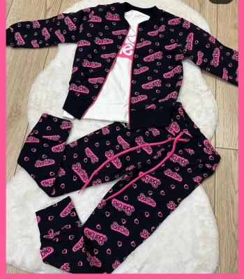 ALYA BARBİE BASKILI HIRKALI , TAYTLI 3 PARÇA SİYAH ESOFMAN TAKIMI